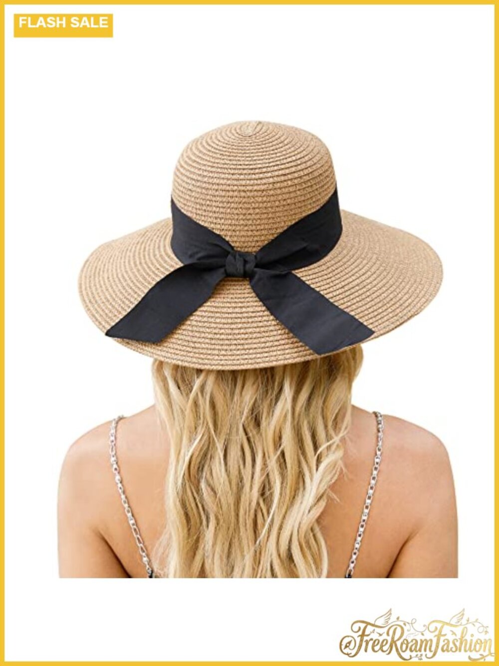 Wide Brim Sun Straw Hat UPF 50+ Foldable Floppy Beach Hat
